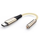 Adaptador USB-C para 3,5 mm jack para conectar auscultores a telefone e tablet Cabo revestido em nylon Terminais em liga de alumínio 2
