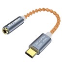 Adaptador USB-C para jack de 3,5 mm com conversor DAC 32 bit 384 kHz para auscultores e colunas Cabo trançado Comprimento 11 cm Liga 2