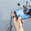 Adaptador USB-C para jack de 3,5mm e USB-C para carregamento simultâneo do telefone e audição de música Corpo cinza em liga de alumínio Dimensões 4
