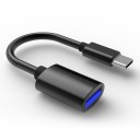 Adaptador USB-C para USB 3.0 com cabo flexível curto para telefone e portátil Extremidades em liga de alumínio Revestimento estriado 5