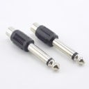 Adaptadores RCA hembra a jack 6,35 mm macho 4 uds Reducción de audio cinch a jack grande Conectores metálicos y cuerpo negro estriado 3