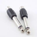 Adaptadores RCA hembra a jack 6,35 mm macho 4 uds Reducción de audio cinch a jack grande Conectores metálicos y cuerpo negro estriado 4