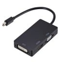 Adaptateur 3 en 1 Mini DisplayPort vers HDMI DVI-I et VGA pour connecter un moniteur ou un projecteur à un ordinateur Résolution jusqu'à 1080p Câble 1