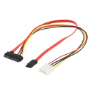 Adaptateur de câble SATA 7+15 broches femelle vers SATA 7 broches + 4 broches Molex Câble d'alimentation Connecteur de données et d'alimentation 2