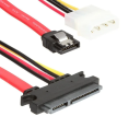 Adaptateur de câble SATA 7+15 broches vers SATA 7 broches et Molex 4 broches Câble d'alimentation et de données 30 cm pour connexion HDD SSD Disques 1