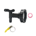 Adaptateur de vanne IBC pour réservoir S60x6 60 mm robinet en plastique avec sortie pour tuyau 5/8 régulation du débit d'eau pour fûts et arrosage 1