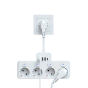 Adaptateur EU avec 4 prises, 2x USB A + USB C, câble d'extension 16A 3840W, charge rapide, interrupteurs individuels, protection 4
