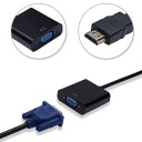 Adaptateur HDMI vers VGA avec câble pour moniteur ou projecteur Sortie audio jack 3,5 mm Câble audio et d'alimentation inclus Résolution 1080p 4