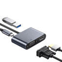 Adaptateur Multifonction 4 en 1 USB-C vers VGA HDMI USB 3.0 et USB-C PD 100W 15 cm Convertisseur Vidéo et Données pour MacBook Ordinateur Portable 2