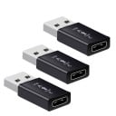 Adaptateur USB-C femelle vers USB-A 3.0 mâle Ensemble de 3 pièces Pour connecter un câble USB-C à un port USB-A Transfert de données jusqu'à 5 3