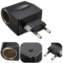 Adapter 220 V AC till tändaruttag 12 V DC för strömförsörjning av bilutrustning från elnätet Typ C kontakt Svart utförande 3