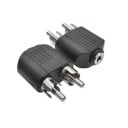 Adapter 3,5 mm Klinkenbuchse auf 2x RCA Cinch Stecker zum Anschluss eines Kabels mit Klinkenstecker an Geräte mit RCA-Buchsen Schwarz mit metallischen 2
