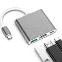 Adapter 3w1 USB-C na HDMI USB 3.0 i USB-C do podłączenia monitora lub telewizora Rozdzielczość do 4K Prędkość transferu danych do 5 Gbps 4