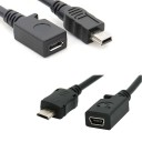 Adapter between Mini USB and Micro USB with 14 cm cable Black adapter with male and female connectors For connecting a cable to a device 3