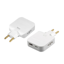 Adaptér do zásuvky EU Typ E/F 250V 10A 2kolíkový s USB-A a USB-C a 2x univerzální zásuvkou Cestovní nabíječka Otočná 3