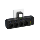 Adapter EU-stik 5AC 5 stikkontakter 2x USB A og USB C 2500W 10A Natlampe Tænd/sluk-knap med indikatorlampe Kontorstikkontakt 110–250V 6