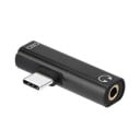 Adapter från USB-C till 3,5 mm jack och USB-C Hub 2-i-1 för hörlurar Avlångt hölje med kontakt i rät vinkel Kontakter i båda ändar 1