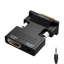 Adapter HDMI do VGA z wyjściem audio, konwerter sygnału cyfrowego, reduktor do monitora, projektora, telewizora, kompatybilny z komputerem, laptopem 1