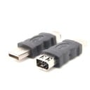 Adapter IEEE 6 Pin Weiblich auf USB Männlich Kompakte kabelose Reduktion mit metallischen Steckern Schwarzes Design Abmessungen 5,3 x 1,8 x 1 cm 2
