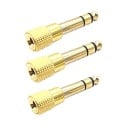 Adapter jack 6,35 mm han til 3,5 mm hun Reduktion til tilslutning af hovedtelefoner eller kabel med 3,5 mm stik til 6,35 mm stik Guld farve 2