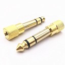 Adapter jack 6,35 mm hane till 3,5 mm hona Reduktion för att ansluta hörlurar eller kabel med 3,5 mm kontakt till 6,35 mm uttag Guld färg 6