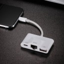 Adaptér Lightning na Ethernet LAN a USB se zdířkou Lightning pro iPhone Kabelové připojení k síti až 100 Mbps Kompaktní tělo Bílé provedení 2