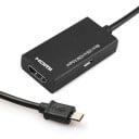 Adapter Micro USB til HDMI til tilslutning af enhed til tv eller monitor HDMI-stik og side Micro USB-stik Længde 16 cm Sort farve 2