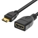 Adapter Mini HDMI auf HDMI mit Kabel zur Verbindung von Geräten mit Mini-HDMI-Ausgang zu Fernsehern oder Monitoren HDMI-Buchse weiblich Kunststoff ABS 1