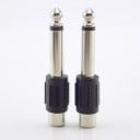 Adapter RCA weiblich auf 6,35 mm Klinke männlich 4 Stück Audio Adapter Cinch auf große Klinke Metallstecker und schwarzer geriffelter Körper 6