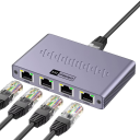 Adapter rozdzielający Ethernet RJ45 4 porty 1000Mbps gigabit LAN splitter Cat6 szare metalowe wykonanie dla urządzeń sieciowych 3