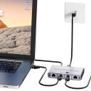 Adapter rozdzielający Ethernet RJ45 4 porty 1000Mbps gigabit LAN splitter Cat6 szare metalowe wykonanie dla urządzeń sieciowych 4