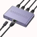 Adapter rozdzielający Ethernet RJ45 4 porty 1000Mbps gigabit LAN splitter Cat6 szare metalowe wykonanie dla urządzeń sieciowych 6