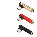 Adapter USB-C hane till 3,5 mm hona för att ansluta hörlurar till enhet med USB-C Vinklad design 90° av aluminiumlegering och TPE 3