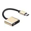 Adaptér USB-C na 3,5mm jack a USB-C pre súčasné nabíjanie a počúvanie hudby cez slúchadlá Krátky kábel Dĺžka 12 cm Hliník a TPE 4