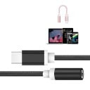Adaptér USB-C na 3,5mm jack pre pripojenie slúchadiel k zariadeniu s konektorom USB-C Koncovky zo zliatiny hliníka Opletený kábel 8