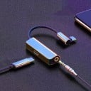 Adapter USB-C na wtyk 3,5 mm i USB-C do słuchawek do telefonu Rozdzielacz ze zgiętą wtyczką Krótki kabel Ze stopu aluminium i TPE 3
