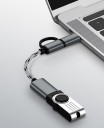 Adapter USB-C og Micro USB til USB 3.0 til tilslutning af flashdrev og andre USB-enheder til telefonen Flettet kabel Længde 17 cm 3