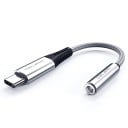 Adapter USB-C til 3,5 mm jack AUX til tilslutning af hovedtelefoner eller højttaler til telefon Flettet kabel Længde 11,7 cm Aluminiumlegering 2