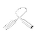 Adapter USB-C til 3,5mm jack til tilslutning af kablede hovedtelefoner til telefon Sæt med 3 stk Hvid adapter med kort kabel Længde 12 cm 4