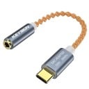 Adapter USB-C till 3,5 mm jack med DAC-omvandlare 32 bit 384 kHz för hörlurar och högtalare Flätad kabel Längd 11 cm Aluminiumlegering 2