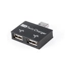 Adaptér USB na 2x USB pro nabíjení dvou zařízení z jednoho portu Rozbočovač USB 2.0 samec na 2x USB 2.0 samice Napětí 5 V Plochý tvar 2