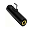 Adaptér z USB-C na 3,5mm jack a USB-C Rozbočovač 2v1 pre pripojenie slúchadiel k zariadeniu s portom USB-C Úhlový tvar L Hliníková zliatina 1
