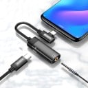 Adaptor cablu USB-C la jack de 3,5 mm și USB-C pentru căști și încărcarea telefonului Hub 2 în 1 Port USB-C pe lateral Aliaj de aluminiu 1