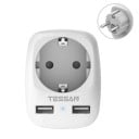 Adaptor de priză cu 1 priză și 2 porturi USB Priză de tip E Priză de tip F Putere de până la 4000 W și curent de 16 A Alb Dimensiuni 8 x 7,8 x 5,8 cm 2