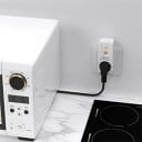 Adaptor de priză EU cu întrerupător de curent, protecție împotriva scurgerilor de curent, butoane TEST și RESET, 16 A / 250 V, RCD, grad 10