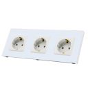 Adaptor de priză triplă tip F 250V alb pentru uz casnic, protecție la supratensiune și bandă de împământare 1