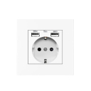 Adaptor priză UE 220V 16A 86×86 mm Priză electrică cu împământare 2× porturi USB A 5V 2.1A Priză de încărcare pentru iOS Android 4