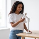 Adattatore di prolunga per attacco E27 Rotante a 360 gradi Con snodo per inclinazione Lunghezza 12,5 cm Plastica ABS Bianca Per lampade e apparecchi di illuminazione 3