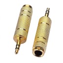 Adattatore jack 3,5 mm maschio a 6,5 mm femmina Riduzione per cuffie e cavi con connettore da 6,5 mm Corpo in lega di zinco dorato 3