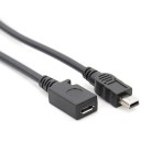 Adattatore tra Mini USB e Micro USB con cavo di 14 cm Adattatore nero con connettori maschio e femmina Per collegare un cavo a un dispositivo 1